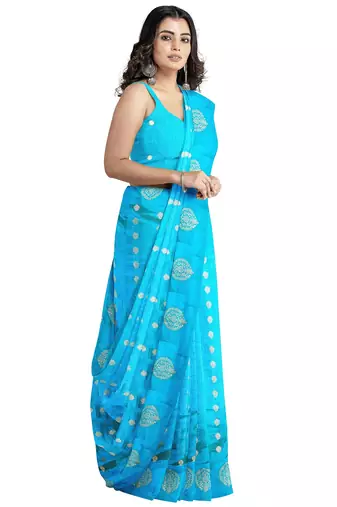 Sky blue printed saree