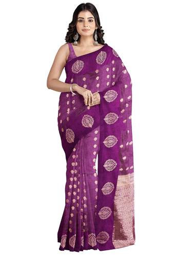 Royal purple printed saree