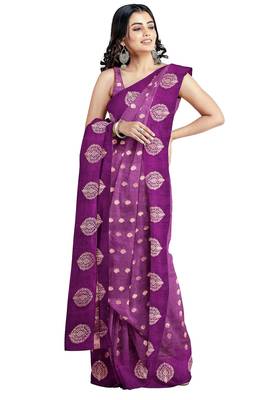 Royal purple printed saree 2