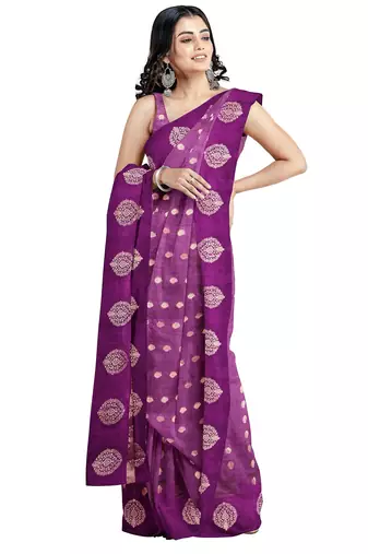 Royal purple printed saree