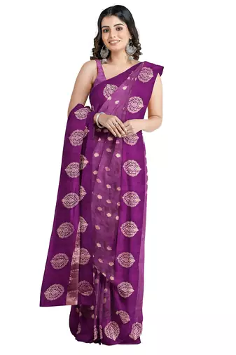 Royal purple printed saree
