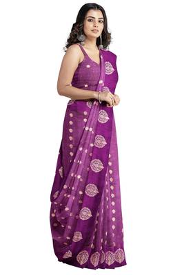 Royal purple printed saree 4