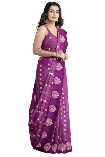 Royal purple printed saree