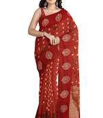 Deep maroon printed saree