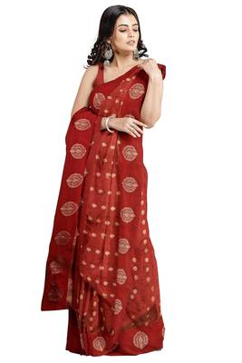 Deep maroon printed saree 2