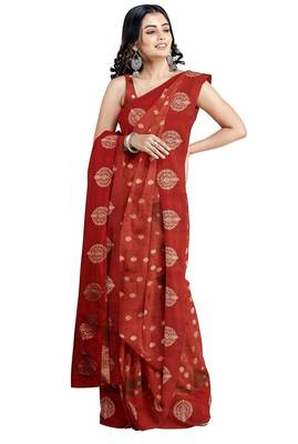 Deep maroon printed saree 3