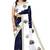 Navy blue & white printed saree
