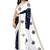 Navy blue & white printed saree