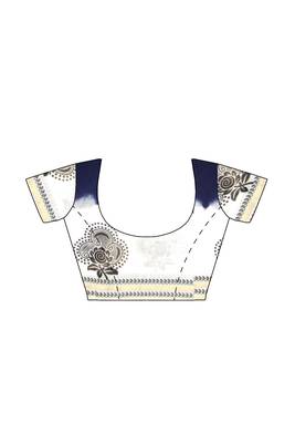 Navy blue & white printed saree 5