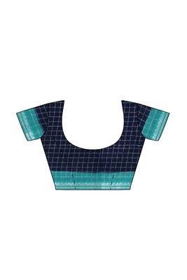 Navy blue aqua border saree 5