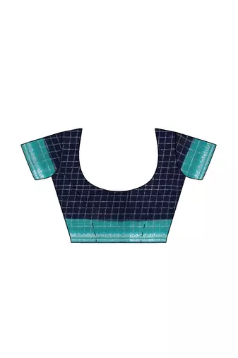Navy blue aqua border saree