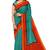 Teal blue red checked saree