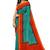 Teal blue red checked saree