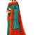 Teal blue red checked saree