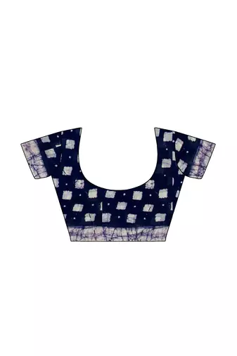 Indigo blue batik printed saree