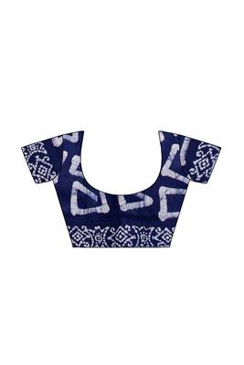 Navy blue batik art saree 5