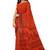 Red traditional floral printed saree