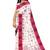 White & pink floral printed saree