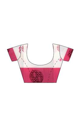 White & pink floral printed saree 5