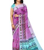 Lavender floral printed saree