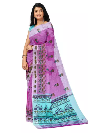 Lavender floral printed saree
