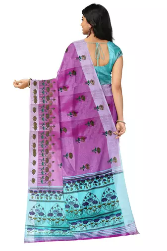 Lavender floral printed saree