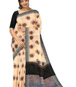 Dark off white spiral printed saree