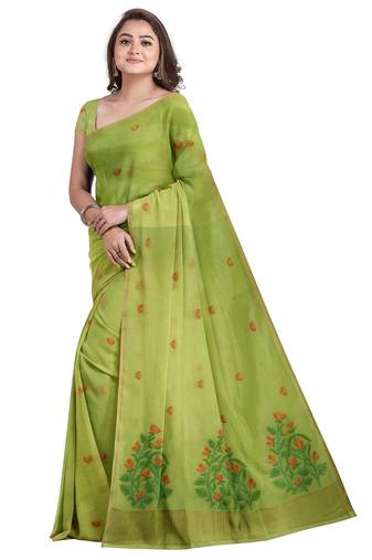 Light green organza saree
