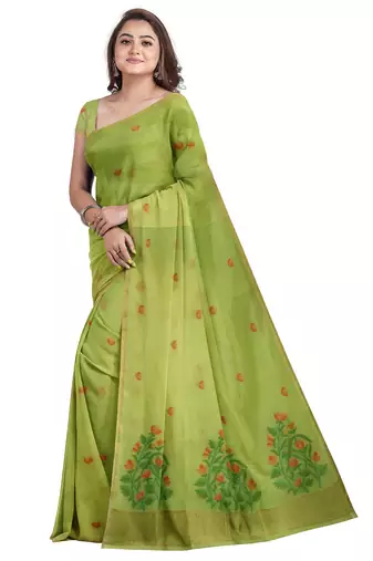 Light green organza saree
