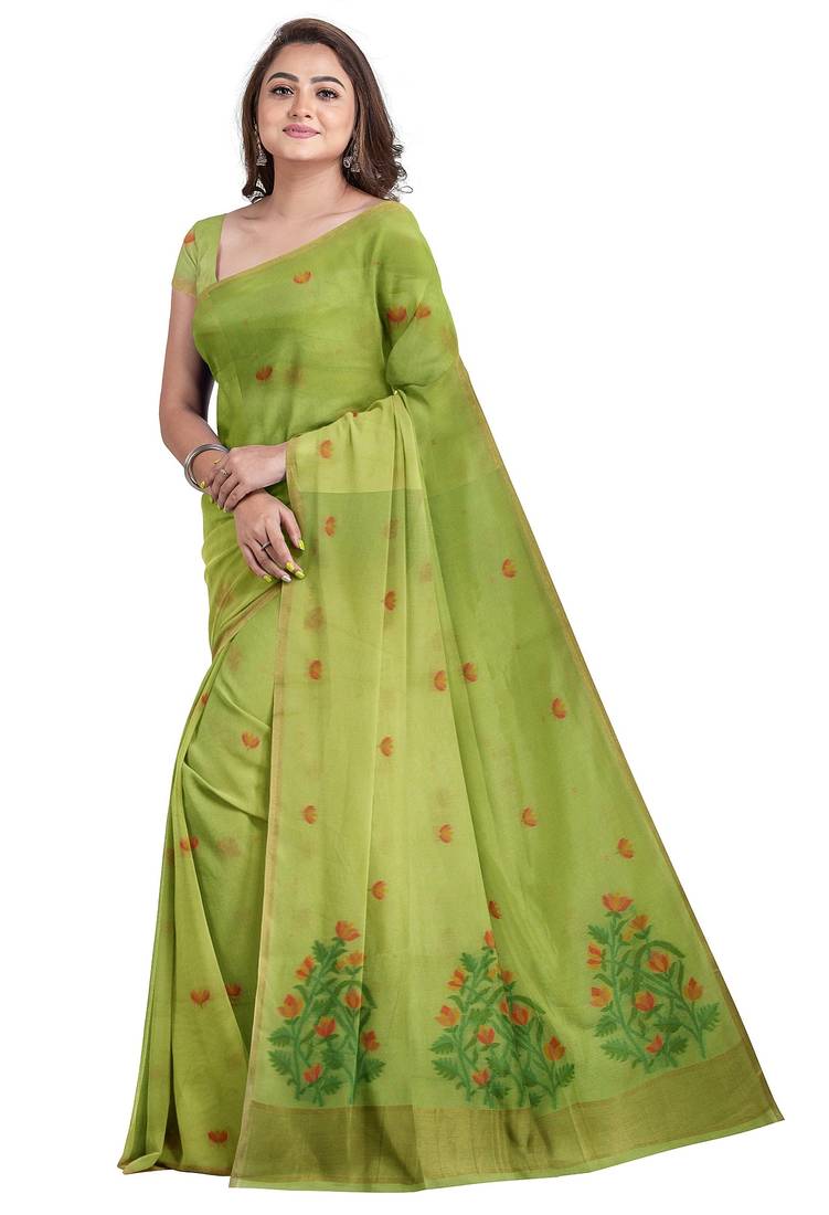 Light green organza saree