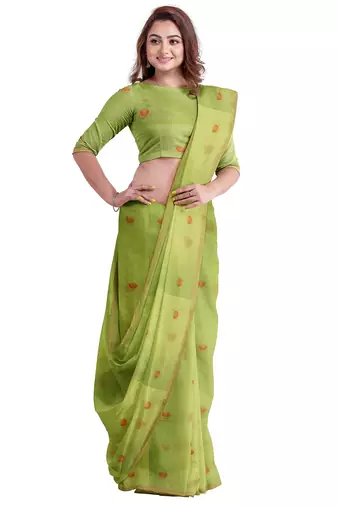 Light green organza saree