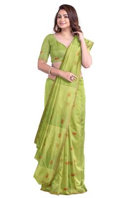 Light green organza saree 4