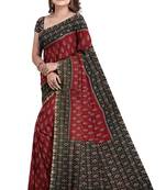Maroon ikat printed saree