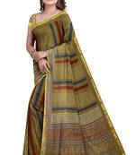 Olive striped traditional saree
