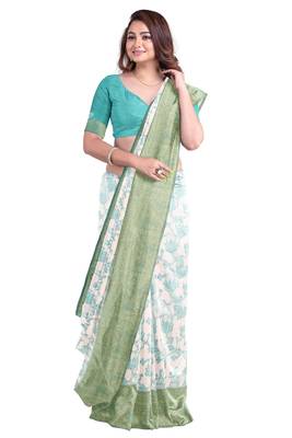Aqua blue jacquard saree 2