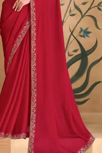 Red georgette embroidered wedding-saree
