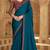 Teal chiffon embroidered wedding-saree