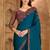 Teal chiffon embroidered wedding-saree