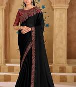 Black georgette embroidered wedding-saree