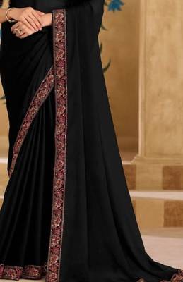 Black georgette embroidered wedding-saree 4