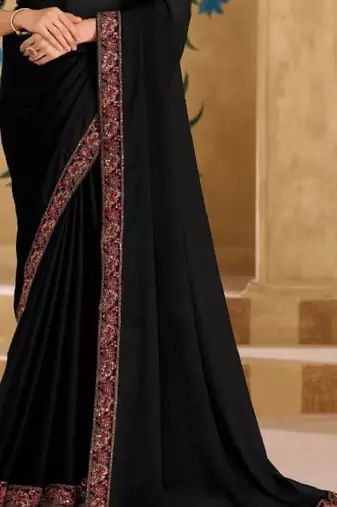 Black georgette embroidered wedding-saree
