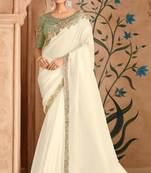 Off white chiffon embroidered bridal-saree