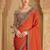 Rust chiffon embroidered bridal-saree