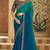 Teal chiffon embroidered bridal-saree