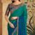 Teal chiffon embroidered bridal-saree