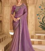 Mauve georgette embroidered bridal-saree