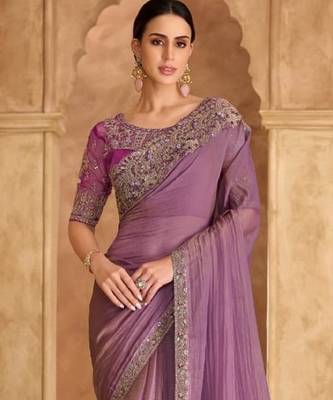 Mauve georgette embroidered bridal-saree 3