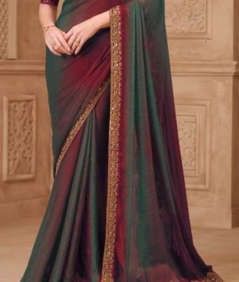 Maroon grey georgette embroidered -saree 4