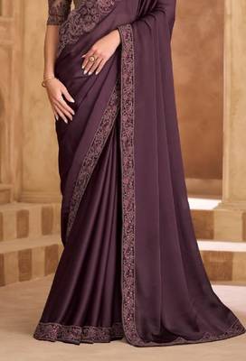 Purple chiffon embroidered bridal-saree 4