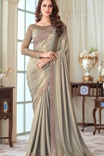 Silversilk embroidered silk-saree